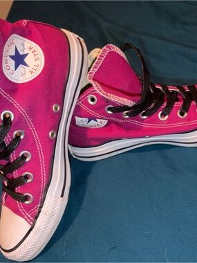 Converse  Hot Pink High-Top Sneakers